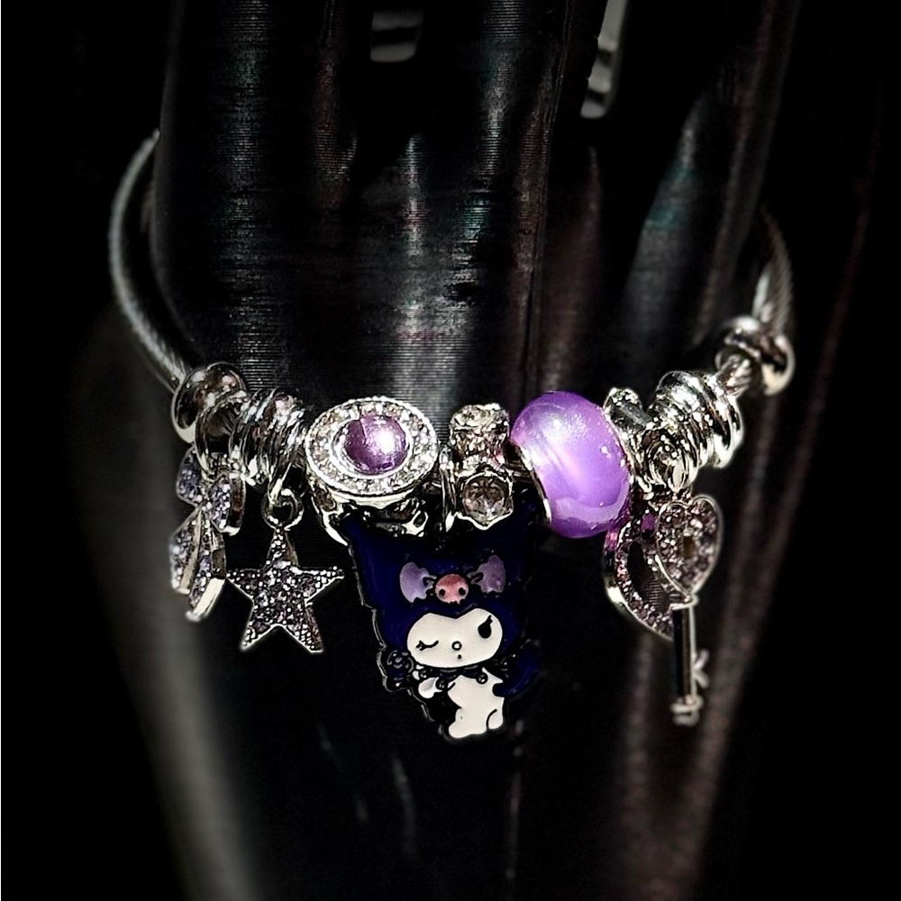 Purple and Silver Charm Bracelet